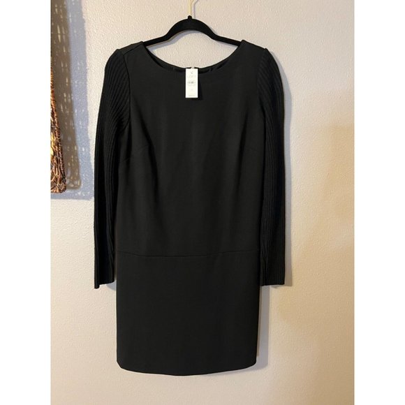 LOFT Dress 6 Small Black Stretch Ribbed Knit Long Sleeve Cotton Wool Rabbit NWT - Picture 6 of 10